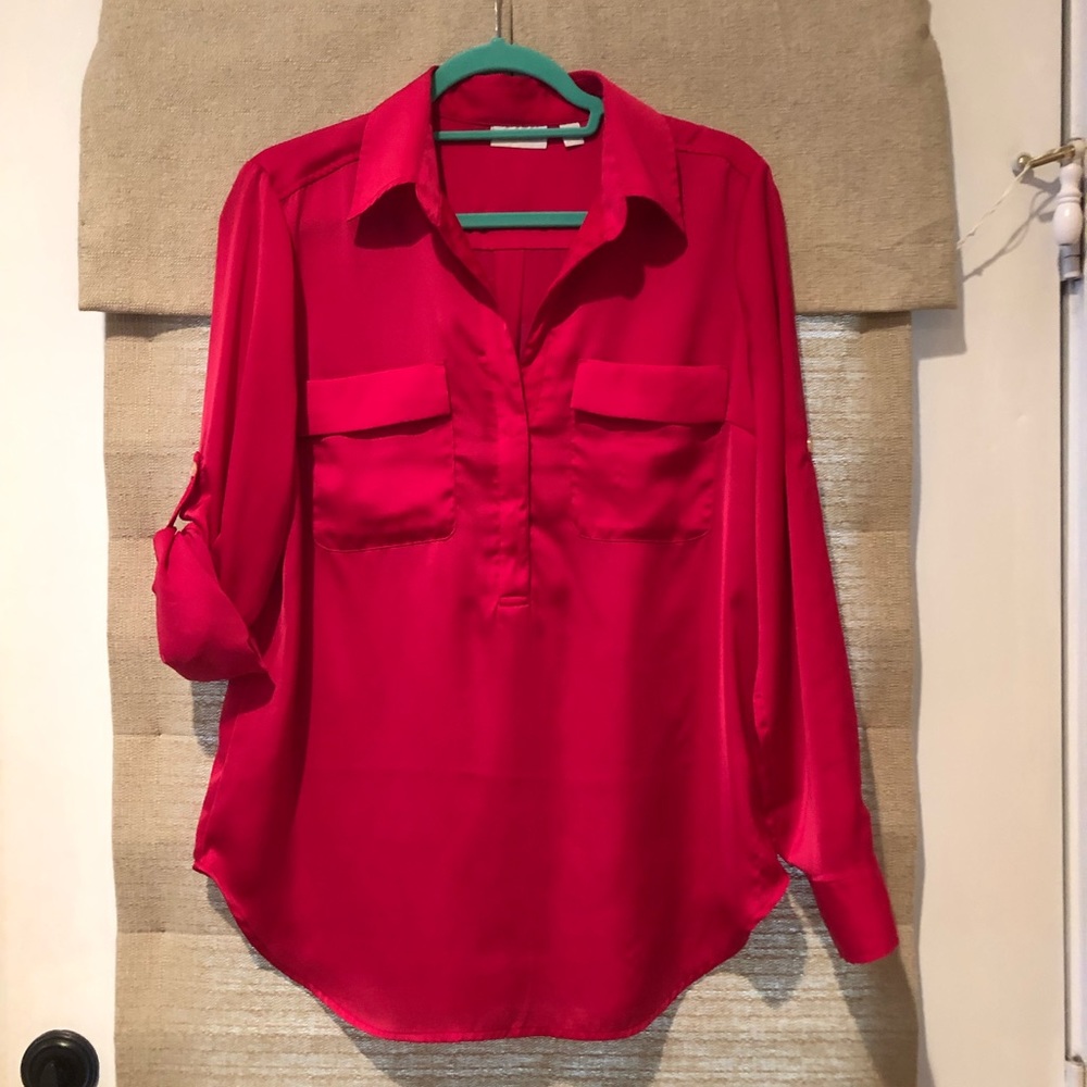 Hot pink silky blouse